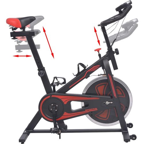 Sobni bicikl za vježbanje sa senzorima pulsa crno-crveni slika 22
