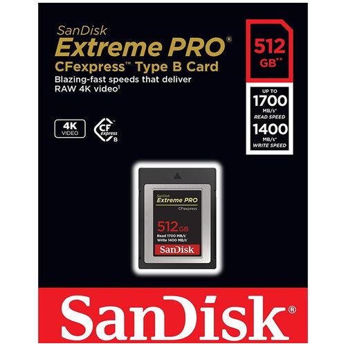 SanDisk Extreme PRO CFexpress tip B, 512GB, 1700MB/s čitanje, 1400MB/s pisanje slika 2