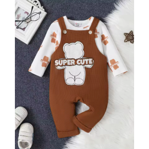 PatPat Komplet za bebe Medo, Braon