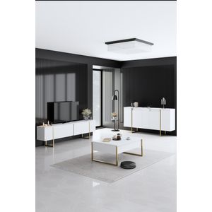Luxe - Set Namještaja za Dnevni Boravak u Bijeloj i Zlatnoj Boji