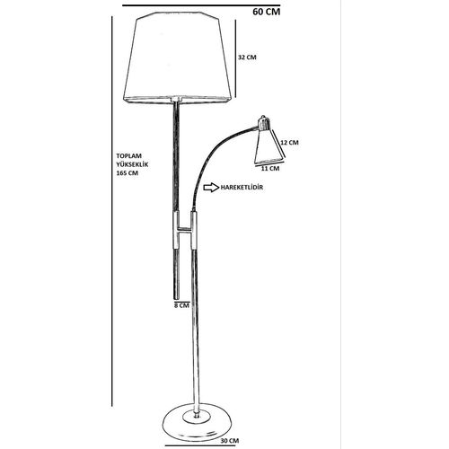 Forza Siyah Lambader Altıgen Siyah Abajurlu Black Floor Lamp slika 4