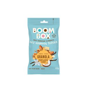 Boom Box Zobena granola s kokosom, bademima, okus bijela čokolada, vanilija 60g