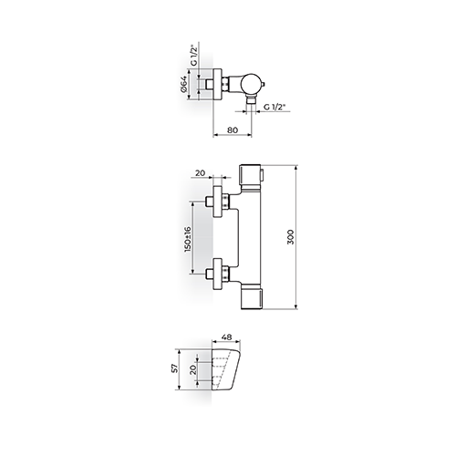 Rosan  Thermo S.2 BLACK Termostatska baterija za tuš sa ručnim tušem slika 2