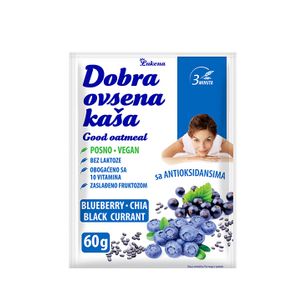 Dobra ovsena kaša Borovnica crni ribiz chia 60g