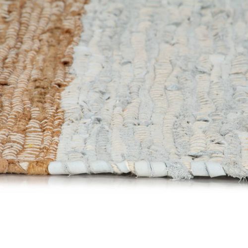 Ručno tkani tepih Chindi od kože 160x230 cm svjetlosivi i smeđi slika 6
