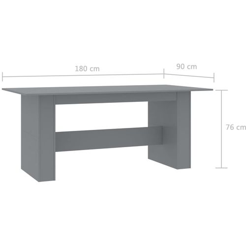 Blagovaonski stol sivi 180 x 90 x 76 cm od iverice slika 6