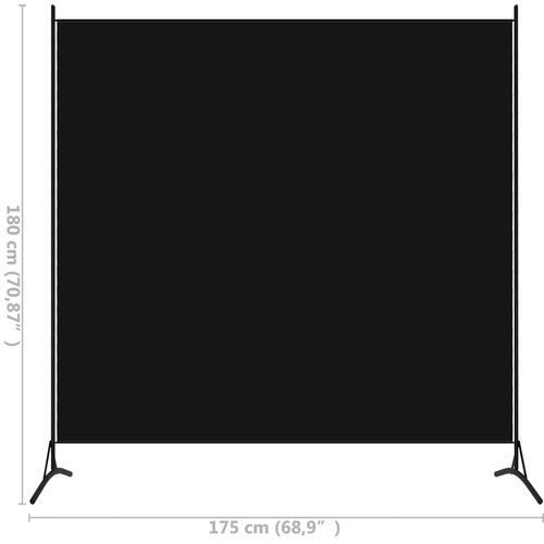 Sobna pregrada s 1 panelom crna 175 x 180 cm slika 13