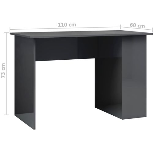 Radni stol visoki sjaj sivi 110 x 60 x 73 cm od iverice slika 30