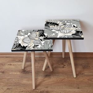 Nesting stolovi 2Shp213 - (2 komada) - boje: crna, bijela, siva, bež