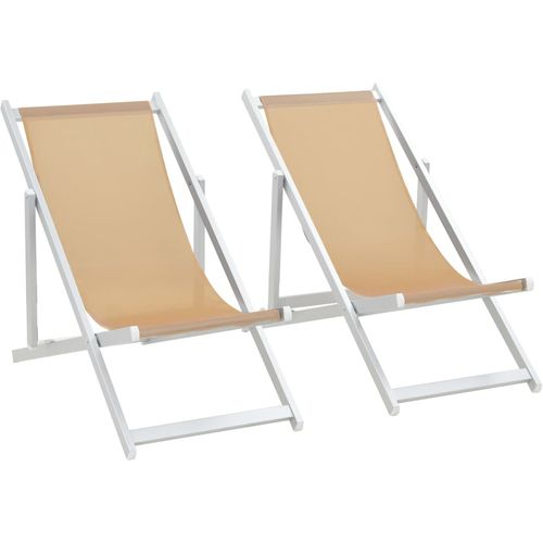 Sklopive stolice za plažu od aluminija i tekstilena 2 kom krem slika 16