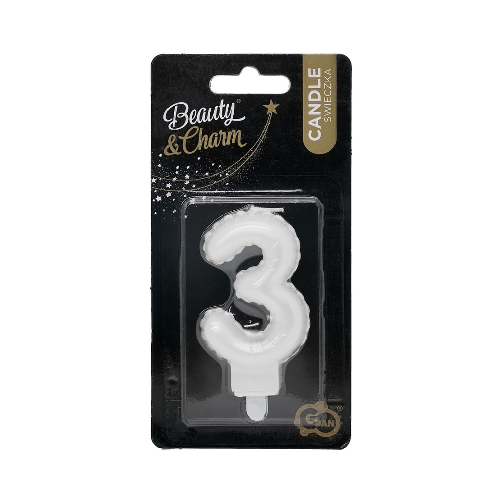 SF-PBI3 Svjećica za tortu 3 Biserno Bijela 7cm slika 2