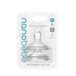 Nanobébé® Silikonske dude za flašicu Medium Flow 3m+ GEN2, 2 kom