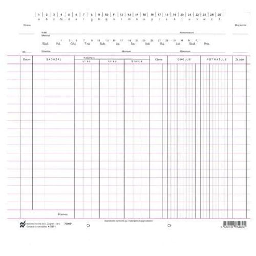K-3311 KARTICA MATERIJALNOG KNJIGOVODSTVA; Komad, 24 x 22 cm slika 2