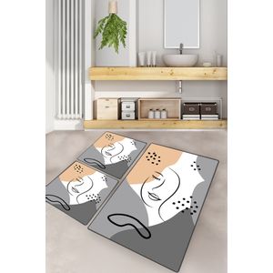 Smiling Face Multicolor Bathmat Set (3 Pieces)