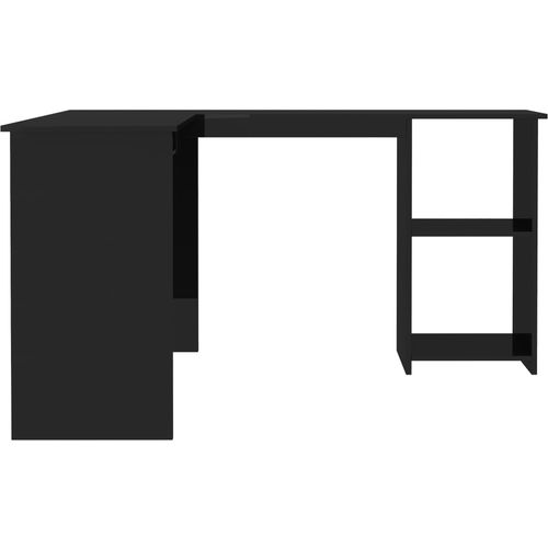Kutni radni stol visoki sjaj crni 120 x 140 x 75 cm od iverice slika 8