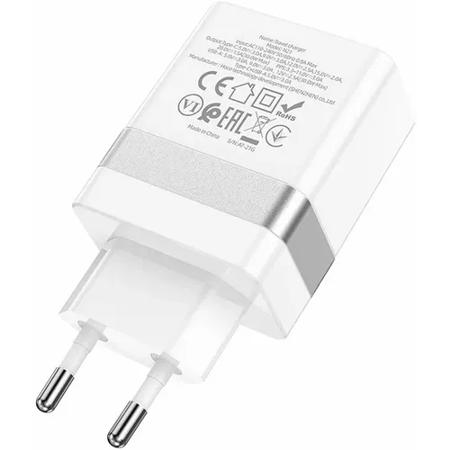 HOCO zidni punjač Type C + USB QC3.0 Power Delivery 30W Starter N21 bijeli slika 3