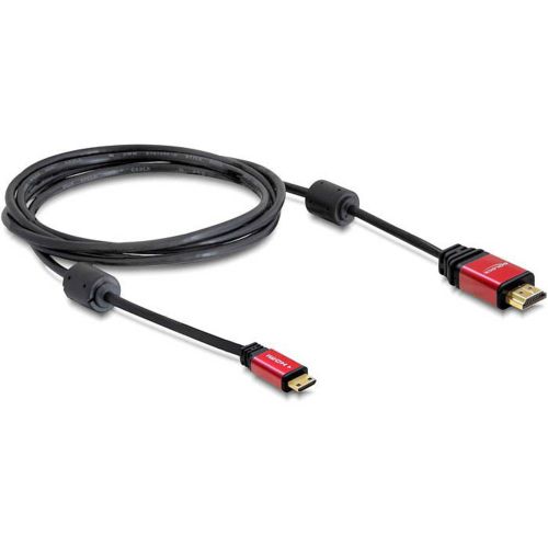 Delock HDMI priključni kabel HDMI A utikač, HDMI Mini C utikač 3.00 m crna 84337 pozlaćeni kontakti HDMI kabel slika 2