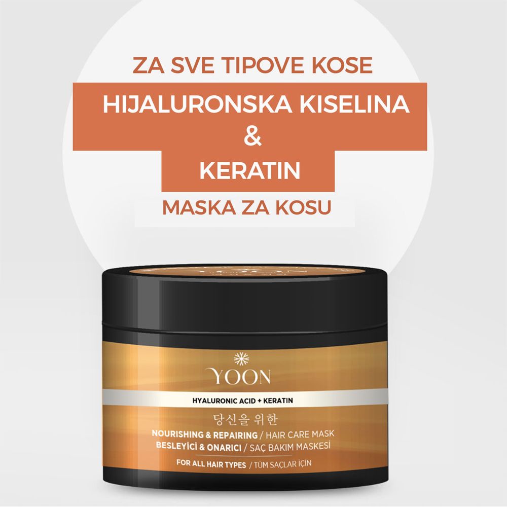 YOON Maska za kosu 250ml - Intenzivna njega sa keratinom i hijaluronskom kiselinom slika 3