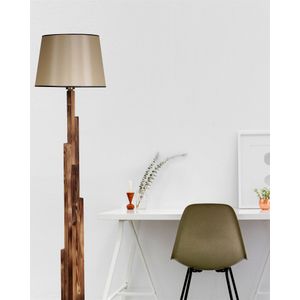Kule Yanık Ahšap Lambader Pramit 15-3 Abajurlu Smeđa Lampa