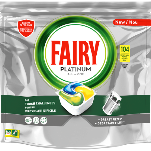 Fairy All in One Platinum kapsule za mašinsko pranje posuđa 104kom slika 1