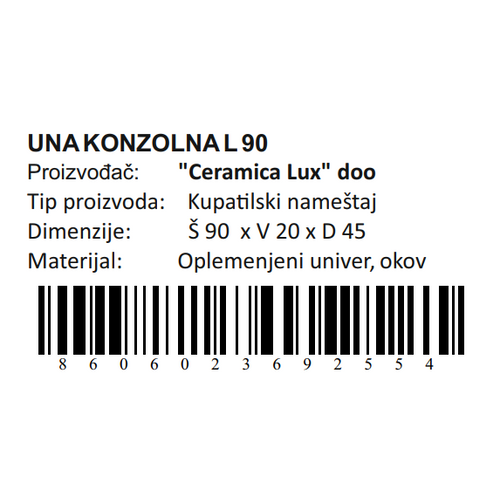 Ceramica lux Una donji deo L90 konzolna 300253 slika 5