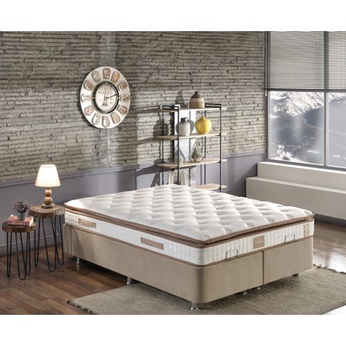 Woody Fashion Madrac, Bijela boja Smeđa, Queen 160x200 cm Double Size Padded Firm Mattress slika 1