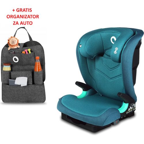 Lionelo i-Size autosjedalica Neal, ISOFIX, 100-150cm, zelena + ORGANIZATOR slika 1