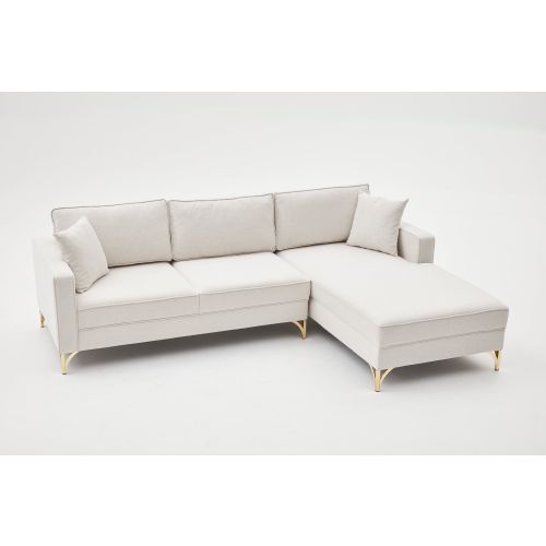 Atelier Del Sofa Kutna garnitura, Krem Zlato, Berlin Right - Cream, Gold slika 8