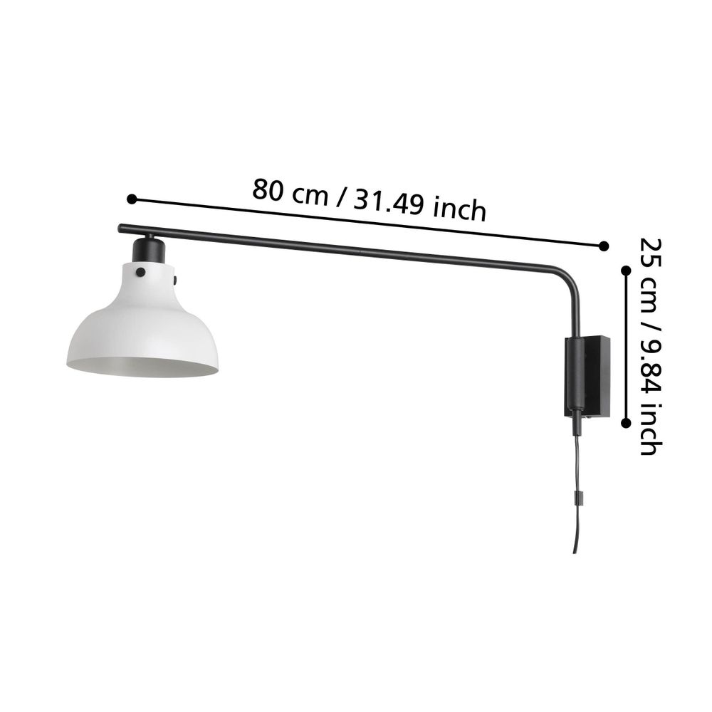 Eglo zidna lampa Matlock E27, crno-siva slika 5
