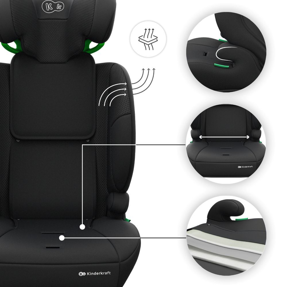 Kinderkraft autosjedalica Comfort Up 2 plus i-Size 9-36 kg (76-150 cm) bez Isofix-a, Black slika 14