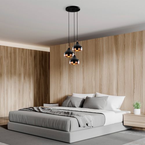 Yıldo - Set4 Crni Bakarni Luster i Set Lampe za Pod i Zid slika 5