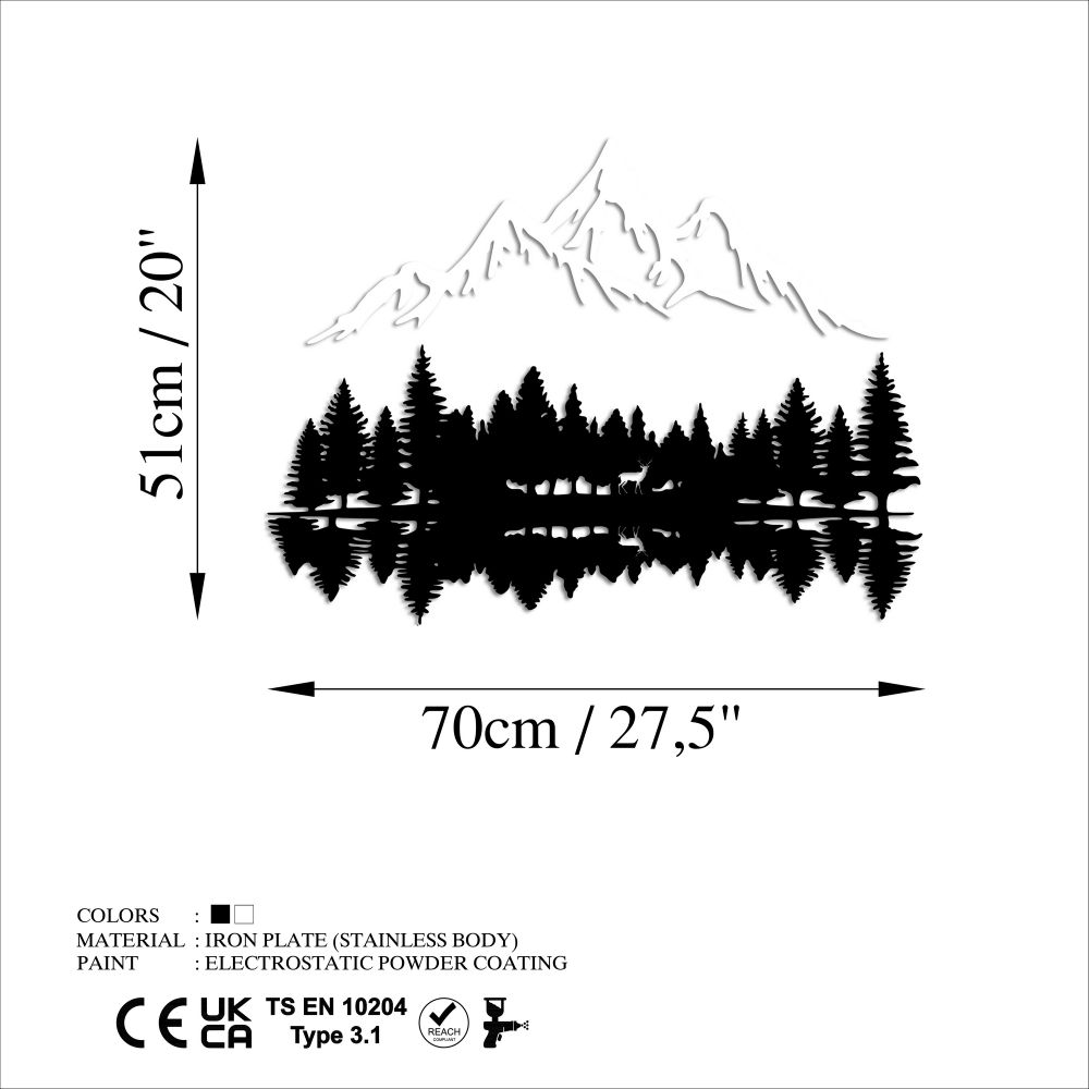 Nature And Mountain - Dekorativni zidni ukras u crno-bijeloj tehnici slika 6
