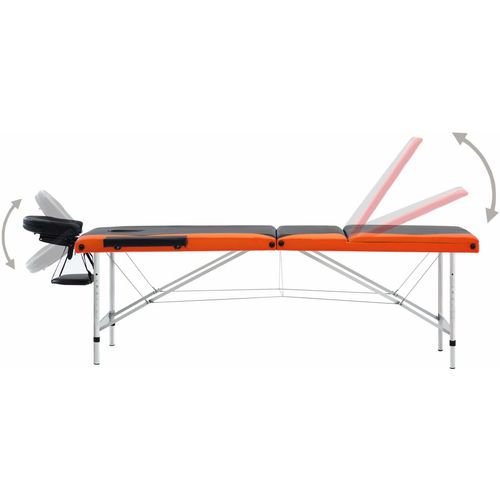 Sklopivi masažni stol s 3 zone aluminijski crno-narančasti slika 29
