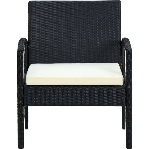 Vrtna stolica od poliratana s jastukom crna slika 2