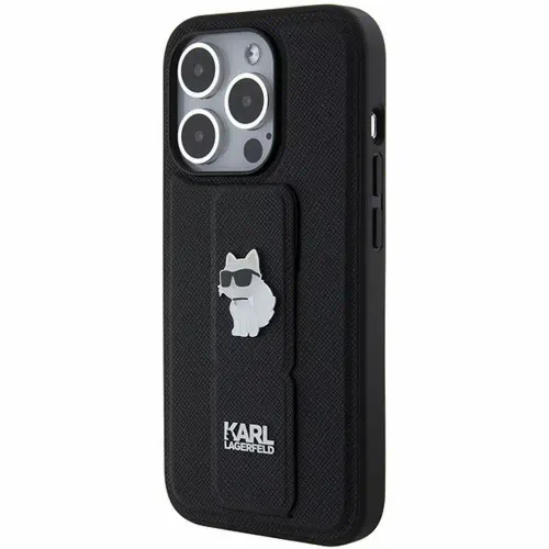 Originalna torbica KARL LAGERFELD Hardcase KLHCP14XGSACHPK za iPhone 14 Pro Max (Gripstand Saffiano choupette PIN / crna slika 3