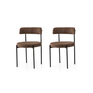 Gını - 4019 V2 Crni i Braon Set Stolica (2 Komada)