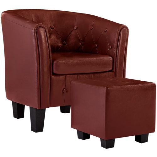 Fotelja od umjetne kože s osloncem za noge crvena boja vina slika 10