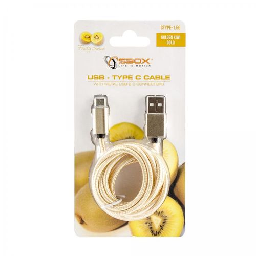 SBOX kabel  USB->TYPE C M/M 1,5M Fruity zlatni slika 2