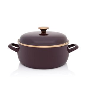 Metalac šerpa plitka Bordo amor sa poklopcem 24 cm / 5 l