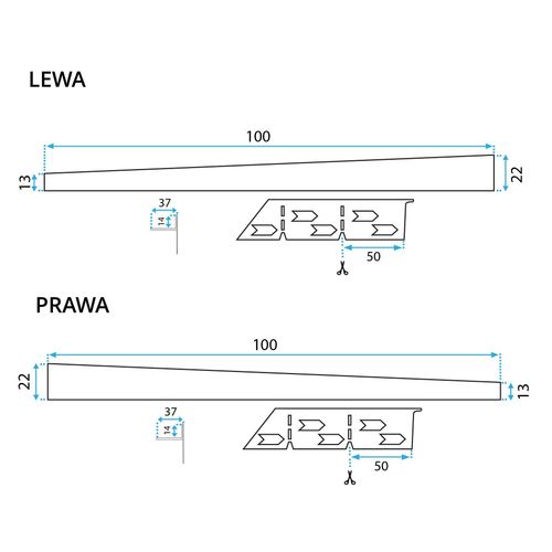 Letva za tuš kabinu 100cm Black slika 10