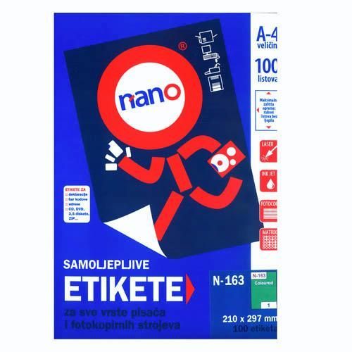 Etikete za laserske i ink-jet pisače Nano, N-163, 210x297 mm, zelene, 100/1 slika 2