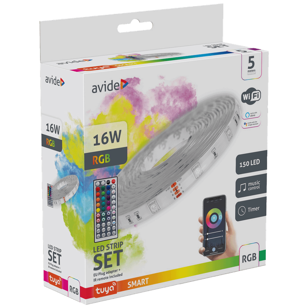 Avide LED traka sa daljinskim upravljačem,RGB,16W,12V,5 met.,WiFi - ALSB5050RGBTUYA44-5M slika 2
