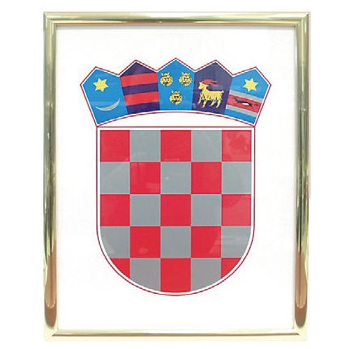 Grb Republike Hrvatske metalni okvir srebrni, 21x30 cm slika 2