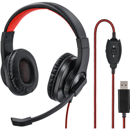 HAMA Žične slušalice HS-USB400 (Crne/Crvene) slika 1