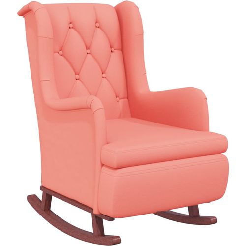 Fotelja s nogama za ljuljanje od kaučukovca ružičasta baršun slika 2