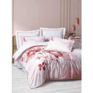 L'essential Maison Gules - Crveno Beli Satenski Set Pokrivača za Duvet