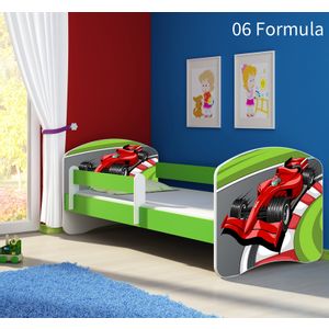 Dječji krevet ACMA s motivom, bočna zelena 180x80 cm - 06 Formula 1