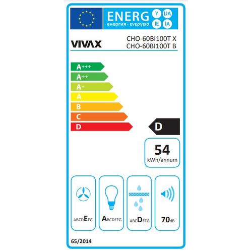 Vivax CHO-60BI100T B Ugradni kuhinjski aspirator, Širina 52.5 cm, Crna boja slika 9