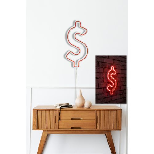 Wallity Ukrasna plastična LED rasvjeta, Dollar Sign - Red slika 2