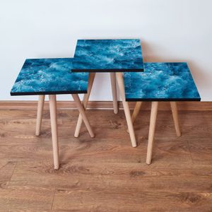 Set Nesting Stolova (3 Komada) 3Shp357 - Plava i Bijela